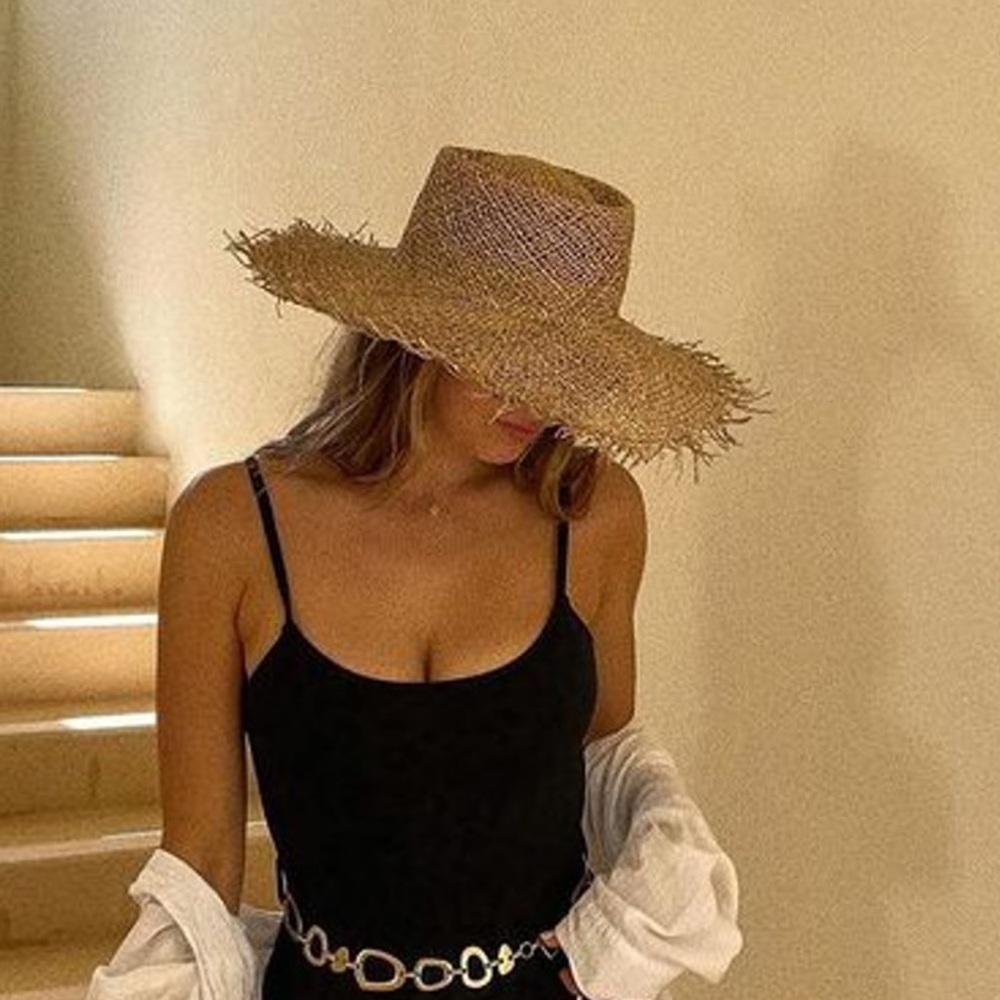 Lack Of Color Tan Sunnydip Fray Straw Hat